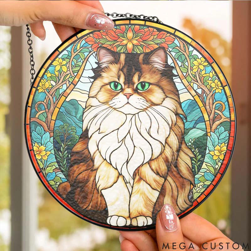 Personalized Cat Lover Portrait from Photo Forest Sun Catcher