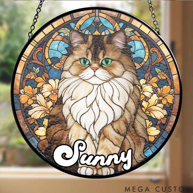 Personalized Cat Lover Portrait from Photo Sun Catcher