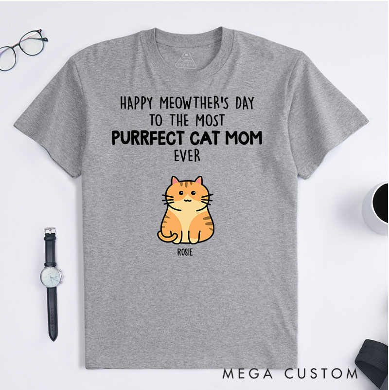 Personalized Cat Lover Purrfect Cat Mom T-Shirt