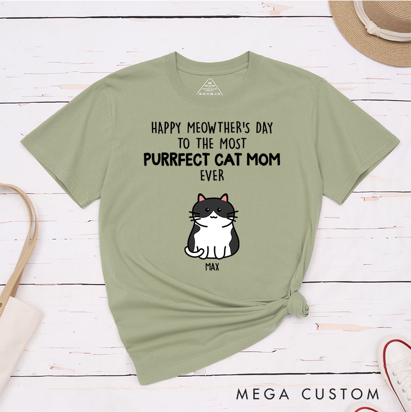 Personalized Cat Lover Purrfect Cat Mom T-Shirt