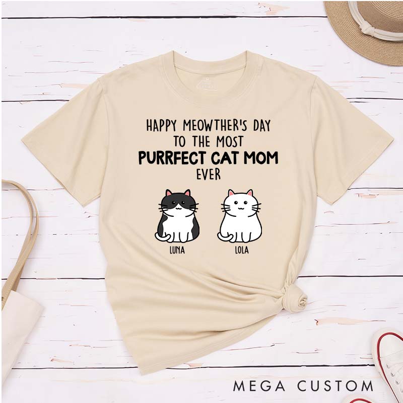 Personalized Cat Lover Purrfect Cat Mom T-Shirt