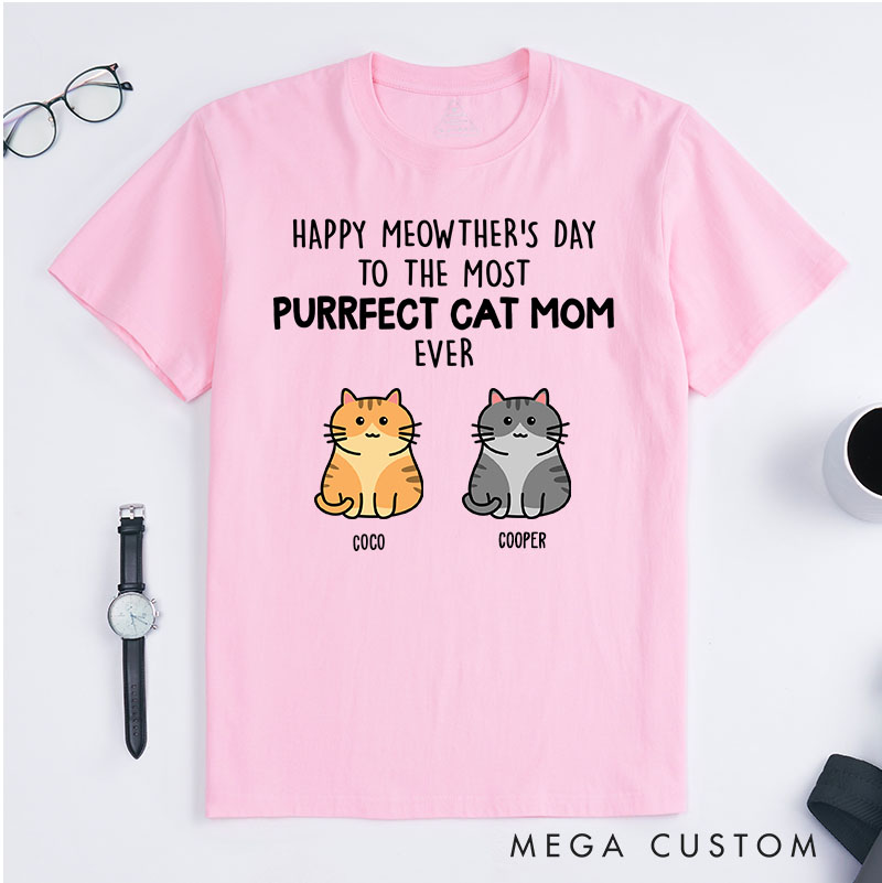 Personalized Cat Lover Purrfect Cat Mom T-Shirt
