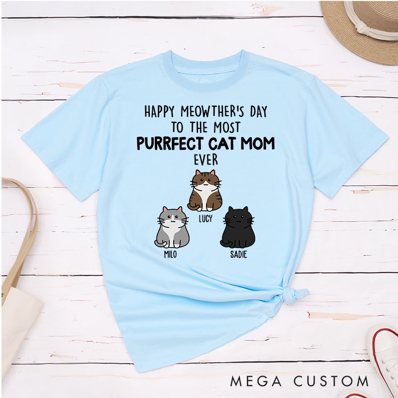 Personalized Cat Lover Purrfect Cat Mom T-Shirt