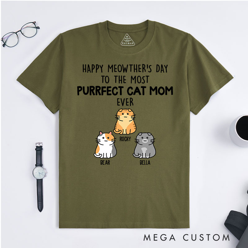 Personalized Cat Lover Purrfect Cat Mom T-Shirt