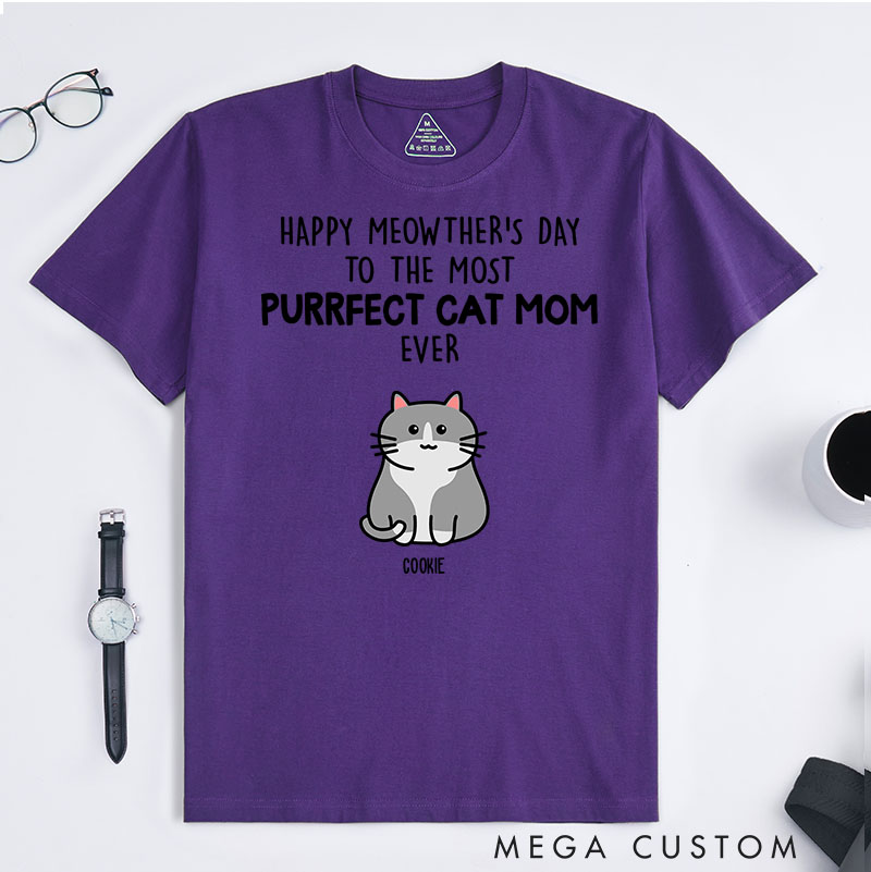Personalized Cat Lover Purrfect Cat Mom T-Shirt