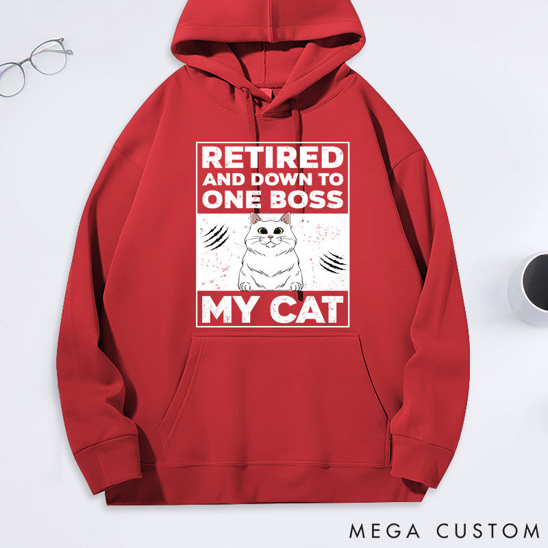Personalized Cat Lover Retired and Down to One Boss Classic Hoodies