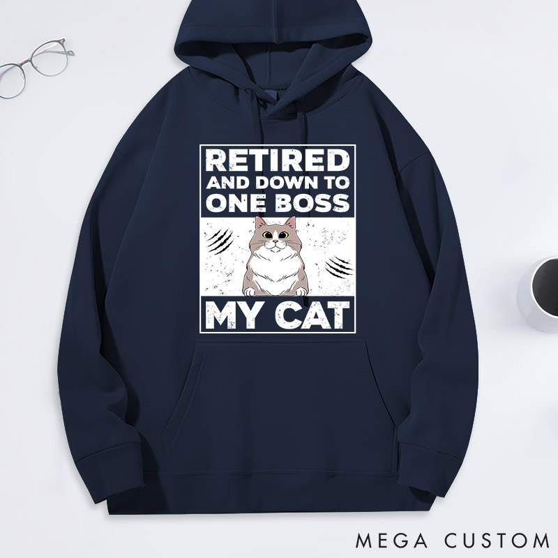 Personalized Cat Lover Retired and Down to One Boss Classic Hoodies