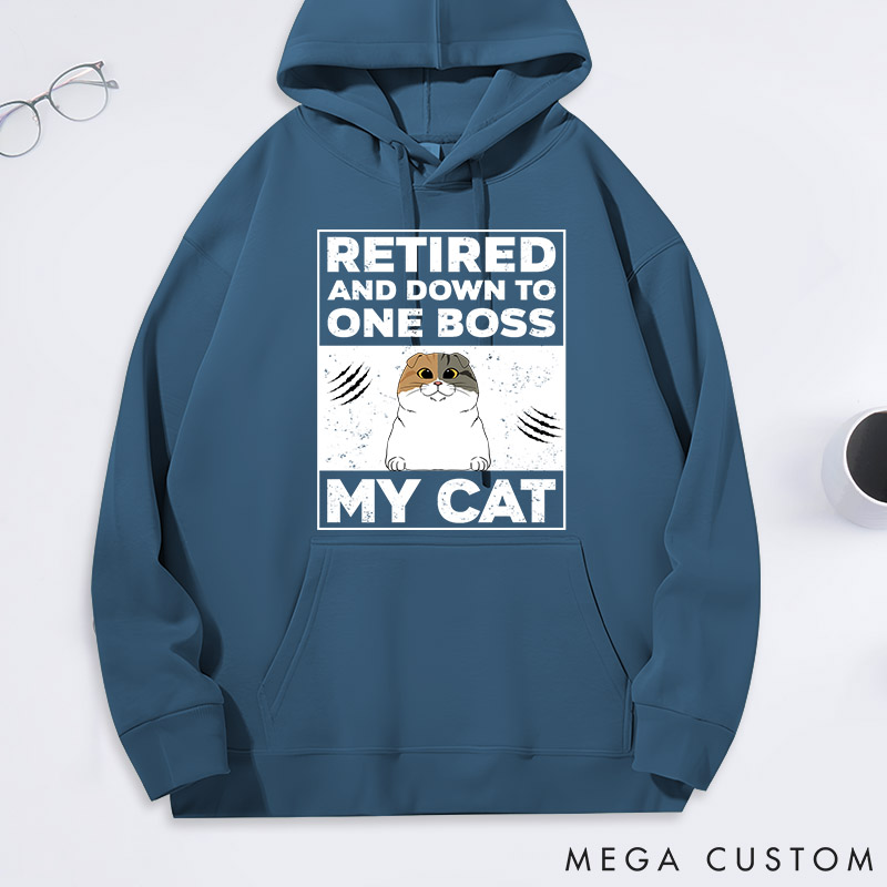 Personalized Cat Lover Retired and Down to One Boss Classic Hoodies