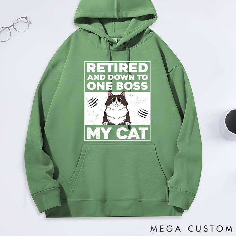 Personalized Cat Lover Retired and Down to One Boss Classic Hoodies