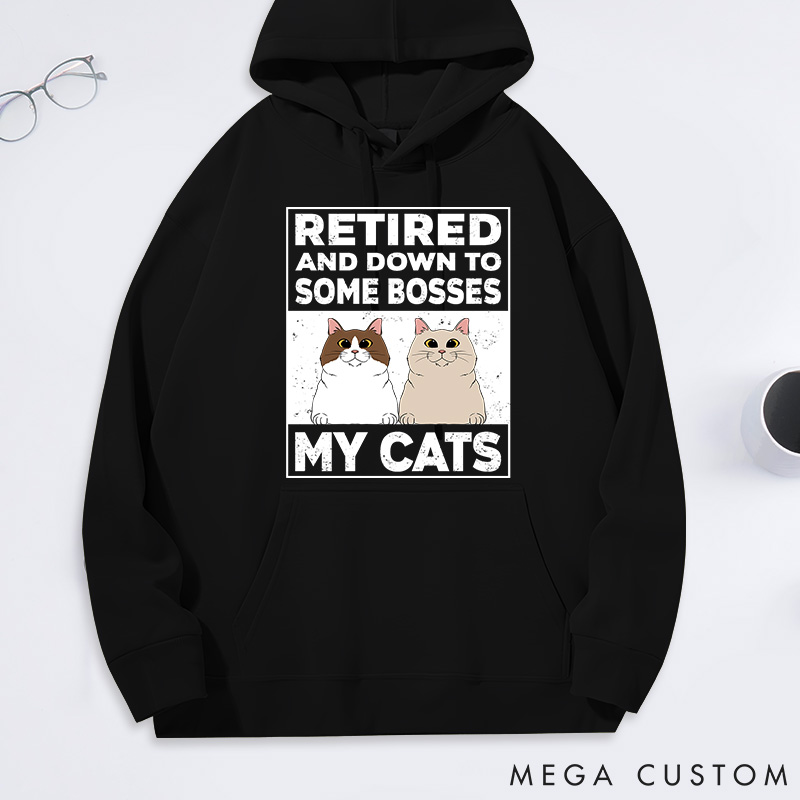 Personalized Cat Lover Retired and Down to One Boss Classic Hoodies