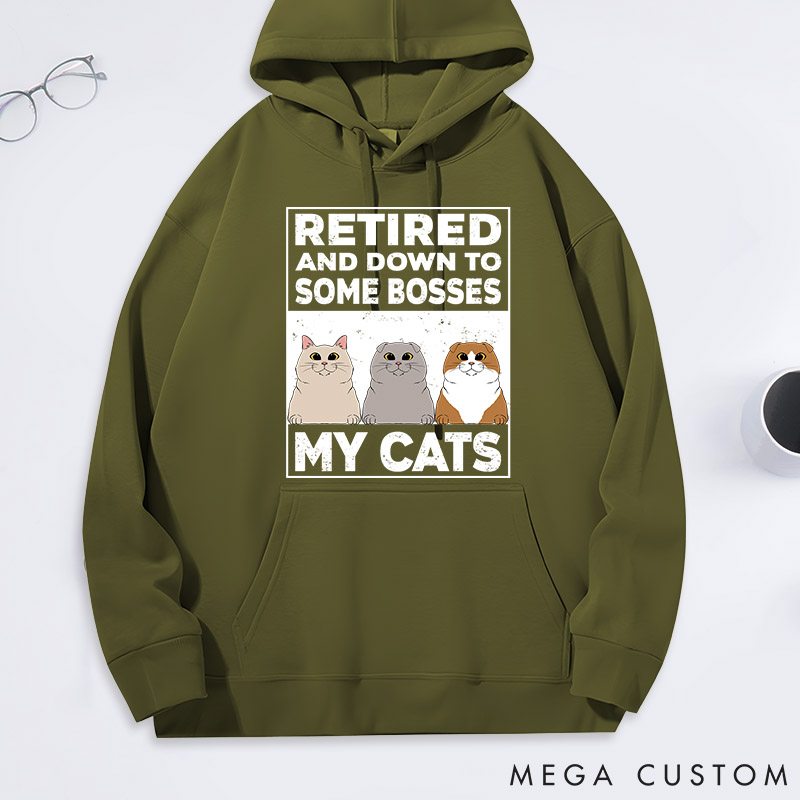 Personalized Cat Lover Retired and Down to One Boss Classic Hoodies