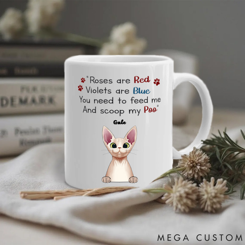 Personalized Cat Lover Roses Are Red Violets Are Blue Mugs
