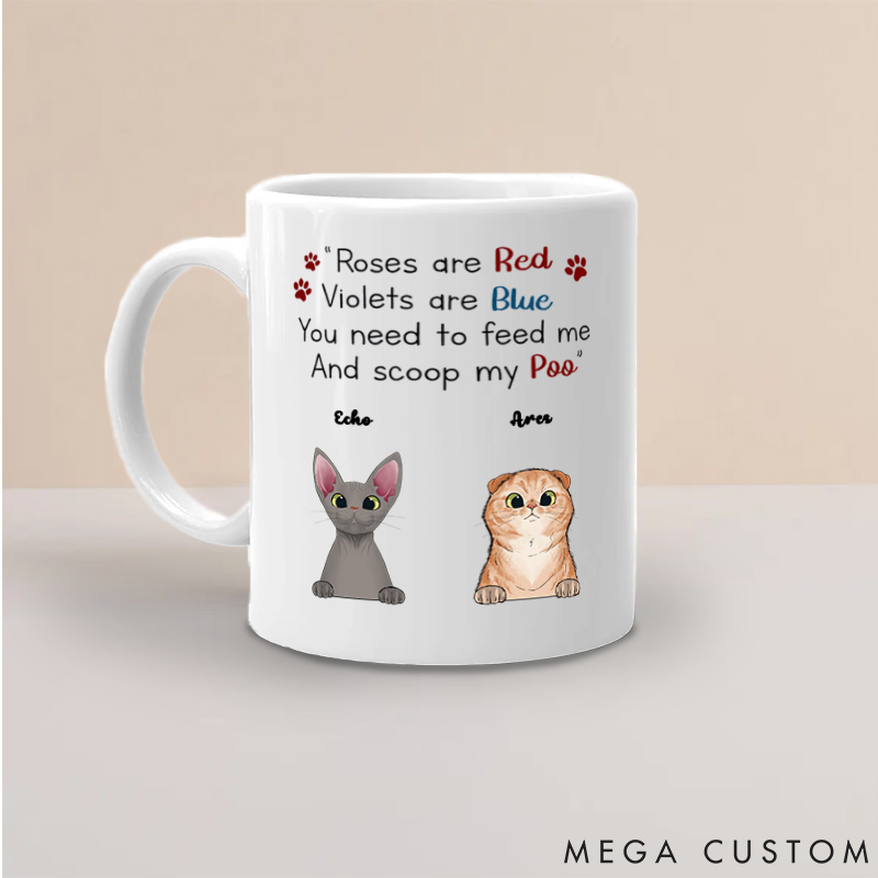 Personalized Cat Lover Roses Are Red Violets Are Blue Mugs