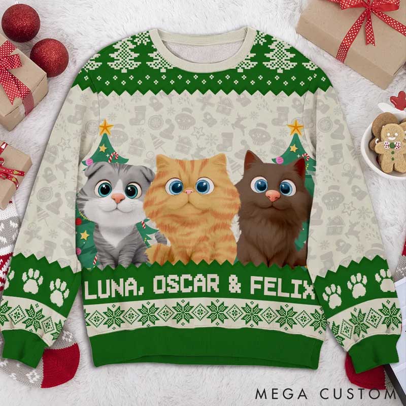Personalized Cat Lover Santa is Coming to Cats Ugly Sweatshirt
