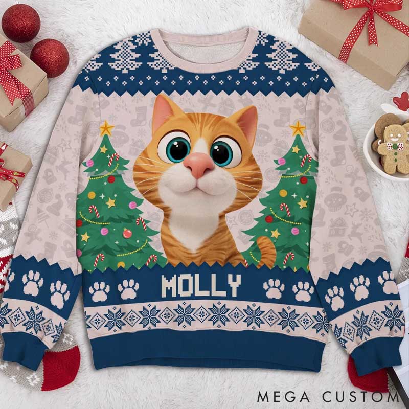 Personalized Cat Lover Santa is Coming to Cats Ugly Sweatshirt
