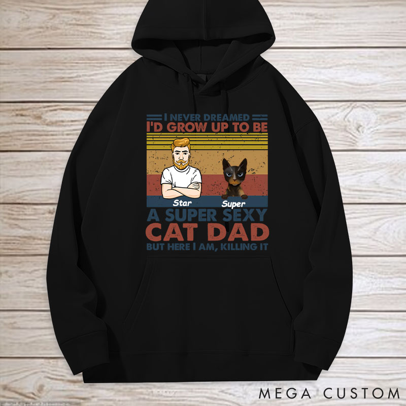Personalized Cat Lover Sexy Cat Dad Mom Classic Hoodies