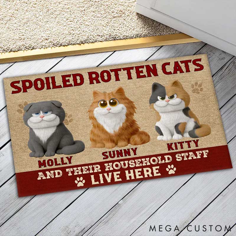 Personalized Cat Lover Spoiled Cat Live Here Doormat