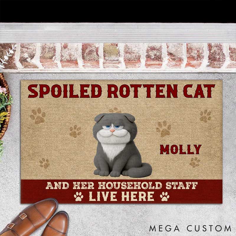 Personalized Cat Lover Spoiled Cat Live Here Doormat