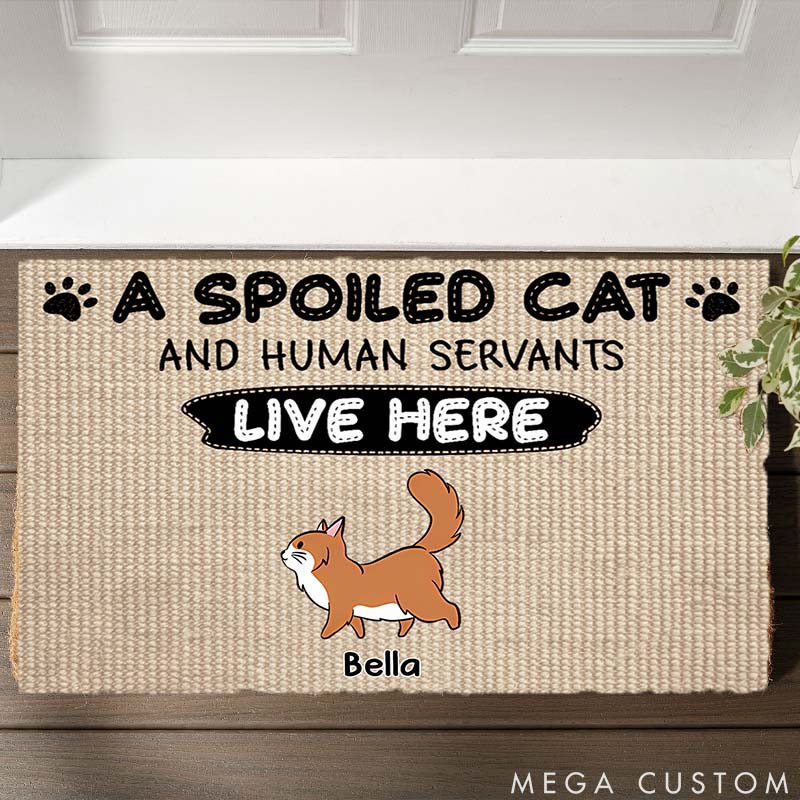 Personalized Cat Lover Spoiled Cats Live Here Doormat