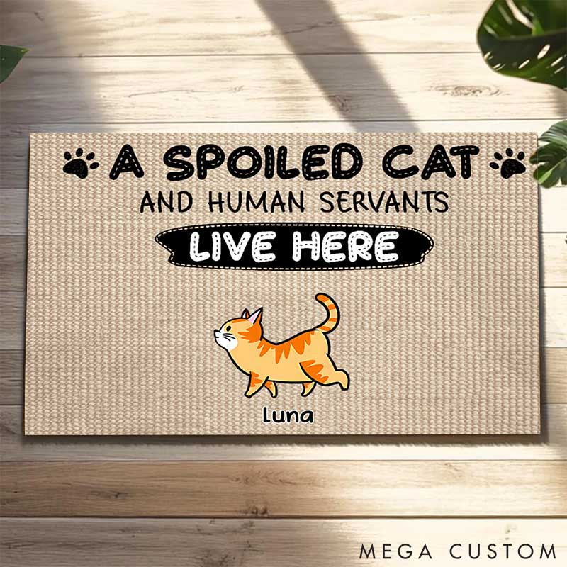 Personalized Cat Lover Spoiled Cats Live Here Doormat