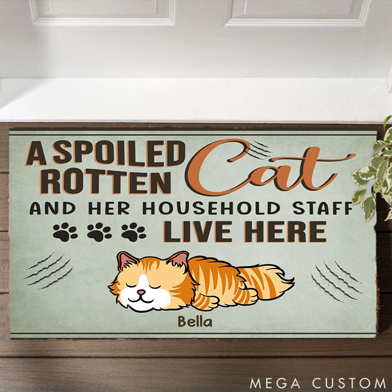 Personalized Cat Lover Spoiled Rotten Cats Doormat