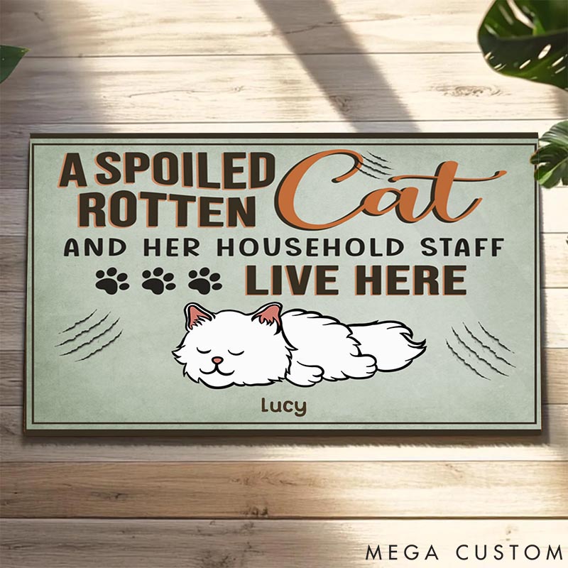 Personalized Cat Lover Spoiled Rotten Cats Doormat