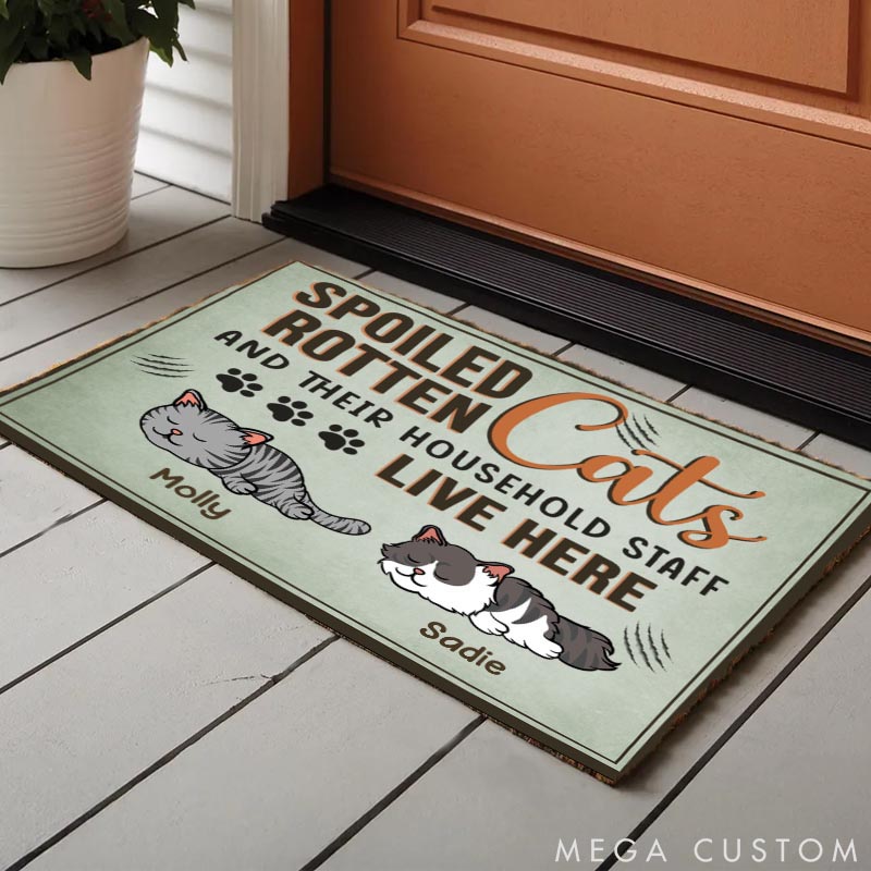 Personalized Cat Lover Spoiled Rotten Cats Doormat