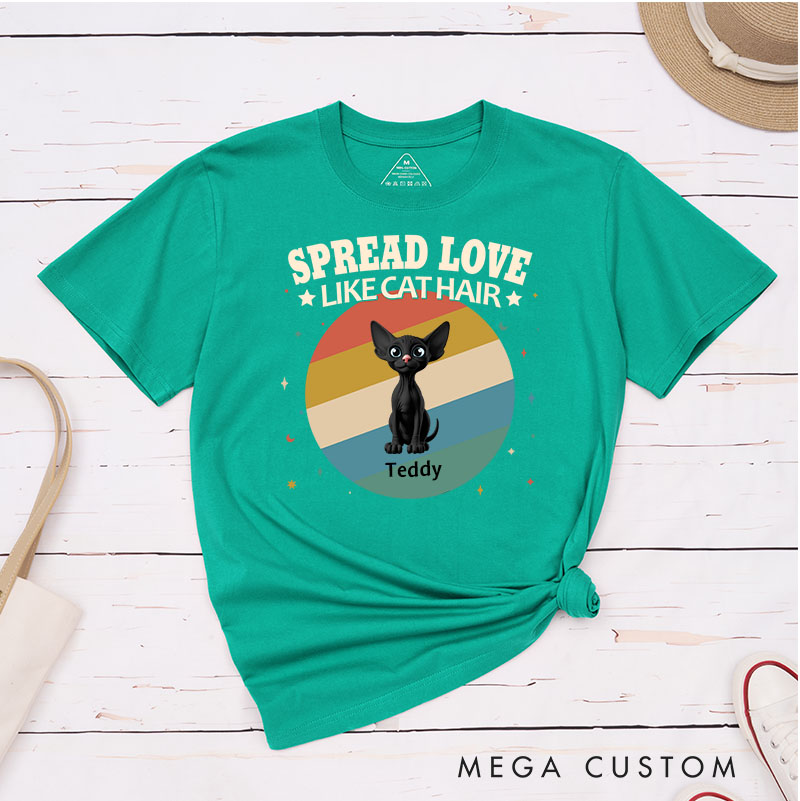 Personalized Cat Lover Spread Love Like Cat Hair T-Shirt