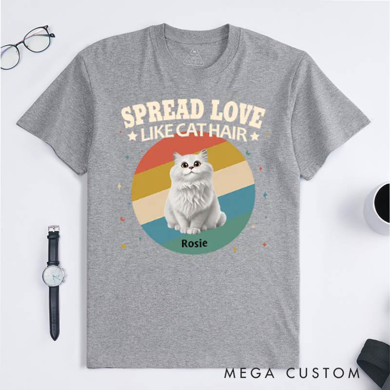 Personalized Cat Lover Spread Love Like Cat Hair T-Shirt