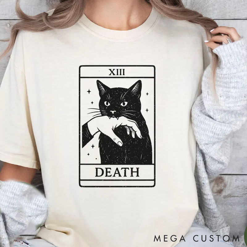 Personalized Cat Lover Tarot Card Black Cat Comfort Tarot Death T-Shirt