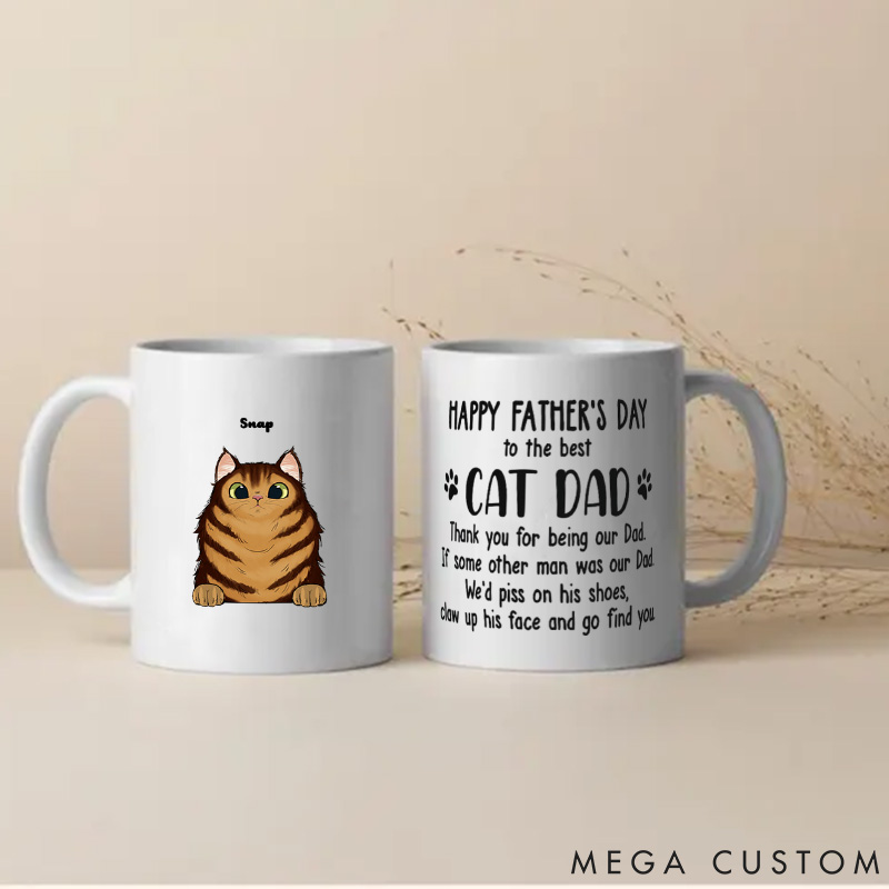 Personalized Cat Lover Thank You for Being Our Dad Mugs