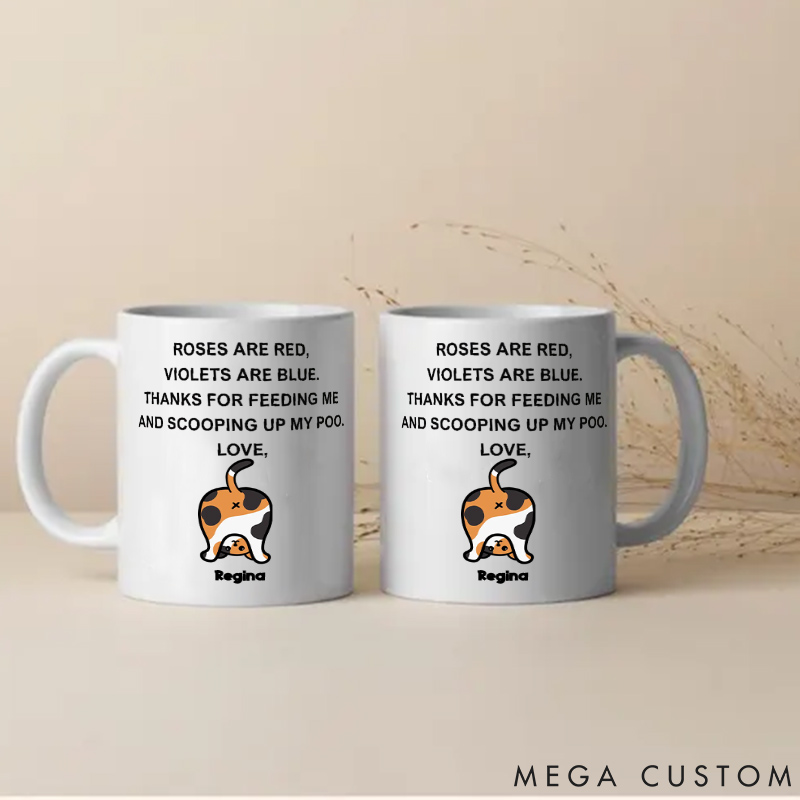 Personalized Cat Lover Thanks for Scooping Up Our Poo Mugs