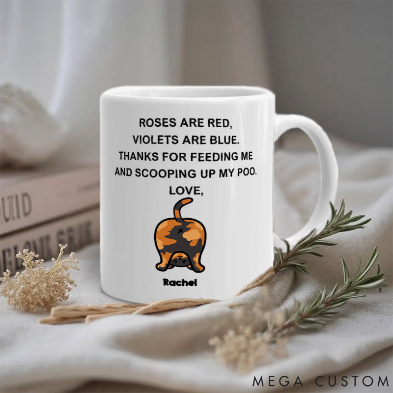 Personalized Cat Lover Thanks for Scooping Up Our Poo Mugs