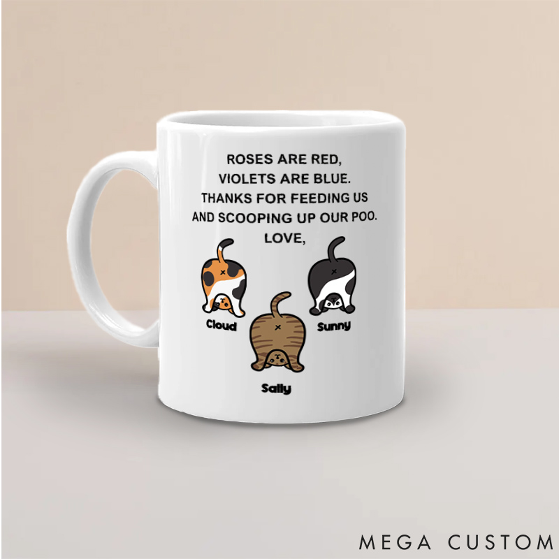 Personalized Cat Lover Thanks for Scooping Up Our Poo Mugs