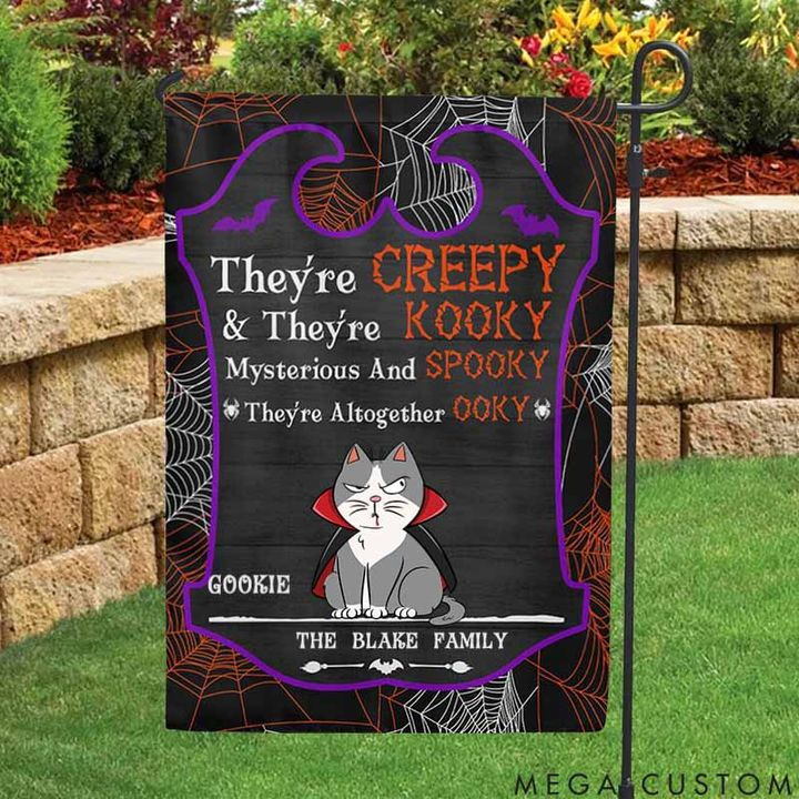 Personalized Cat Lover They're Creepy Garden Flag