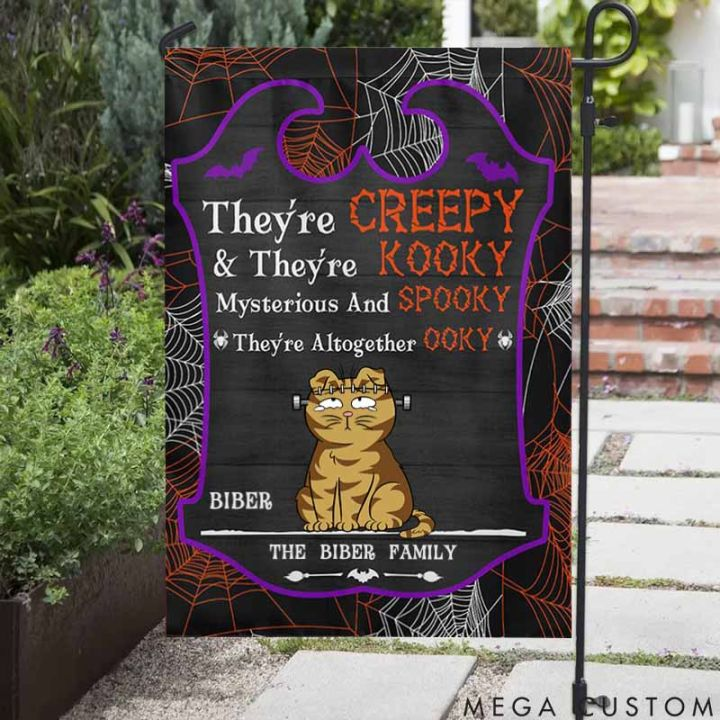 Personalized Cat Lover They're Creepy Garden Flag