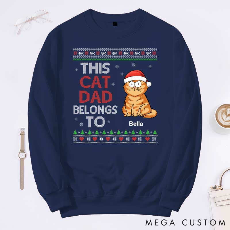 Personalized Cat Lover This Cat Dad Belongs to Sweatshirts