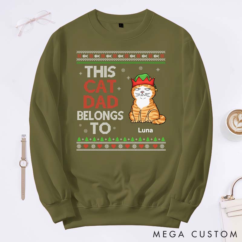 Personalized Cat Lover This Cat Dad Belongs to Sweatshirts