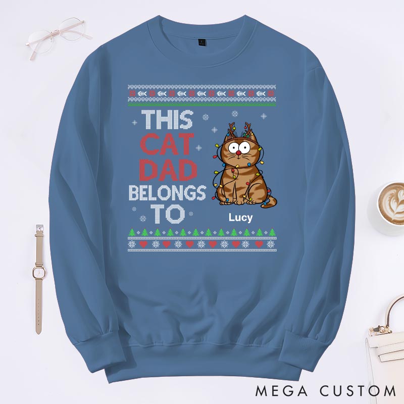 Personalized Cat Lover This Cat Dad Belongs to Sweatshirts