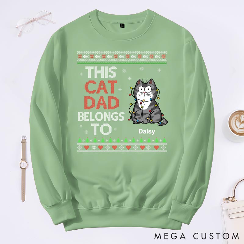 Personalized Cat Lover This Cat Dad Belongs to Sweatshirts
