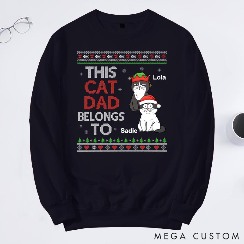 Personalized Cat Lover This Cat Dad Belongs to Sweatshirts