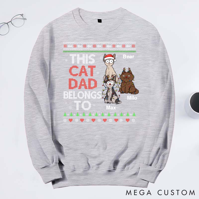 Personalized Cat Lover This Cat Dad Belongs to Sweatshirts