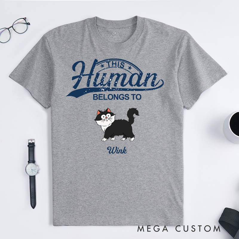 Personalized Cat Lover This Human Belongs to Cat T-Shirt