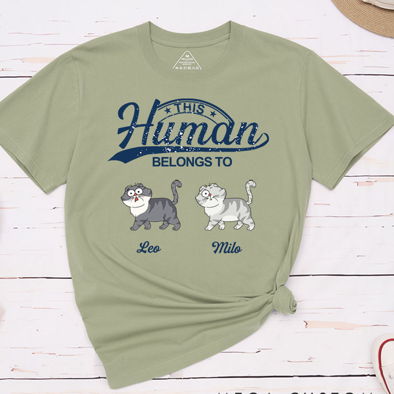 Personalized Cat Lover This Human Belongs to Cat T-Shirt