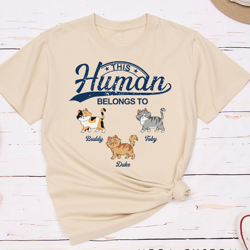 Personalized Cat Lover This Human Belongs to Cat T-Shirt