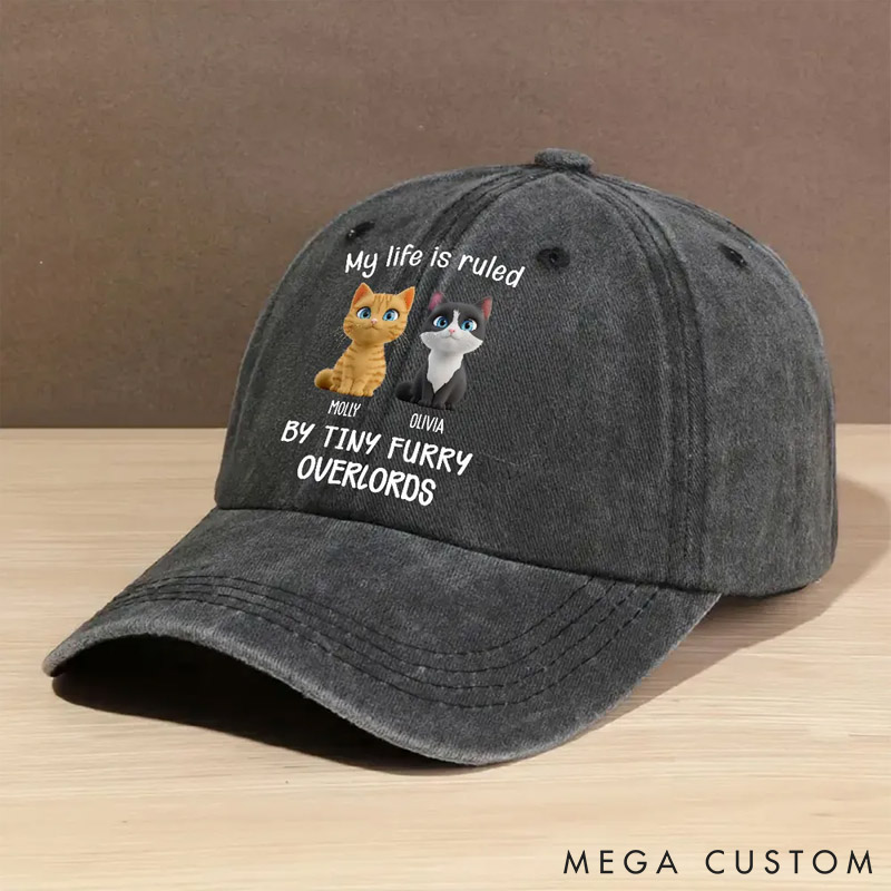 Personalized Cat Lover Tiny Overlords Chunky Cat Washed Cap