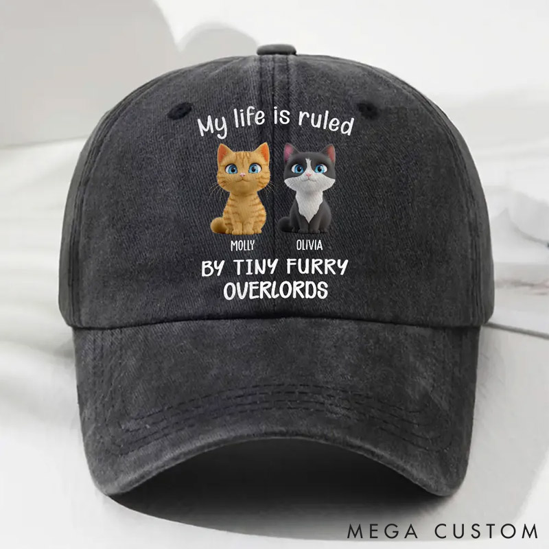 Personalized Cat Lover Tiny Overlords Chunky Cat Washed Cap