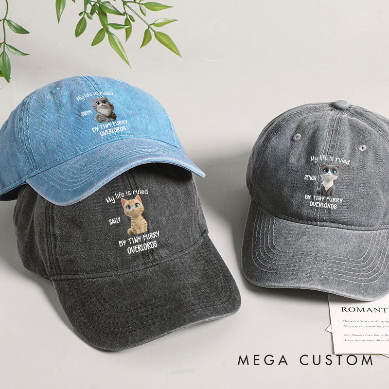 Personalized Cat Lover Tiny Overlords Chunky Cat Washed Cap