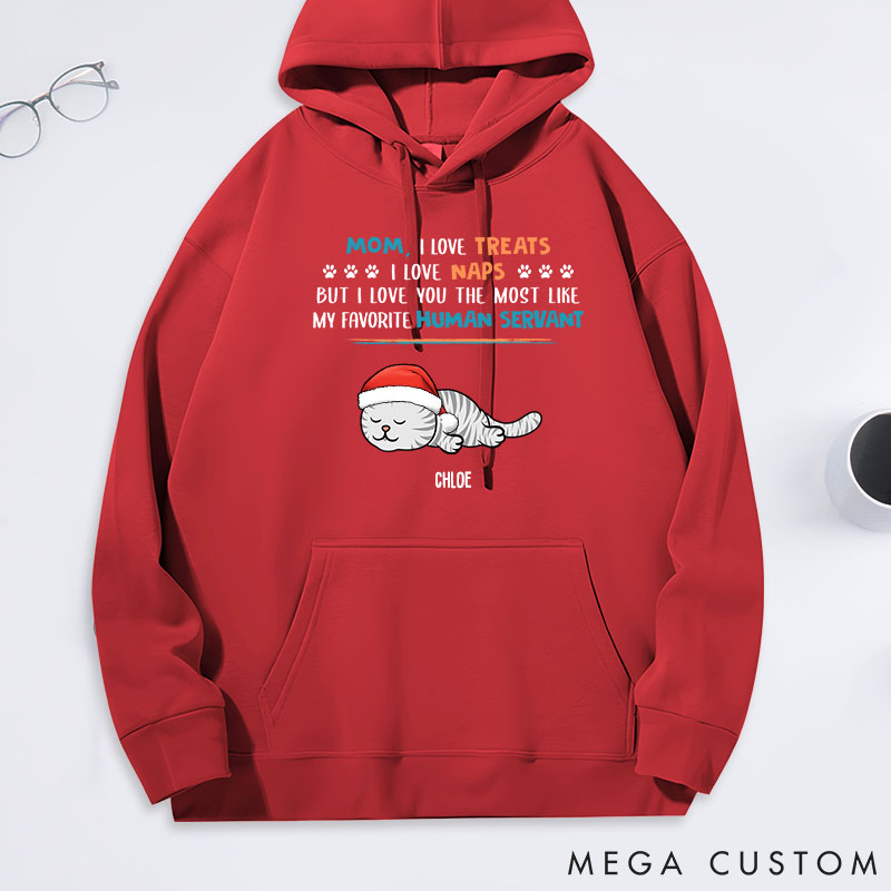 Personalized Cat Lover Treats Naps Servant Cat Mom Classic Hoodies