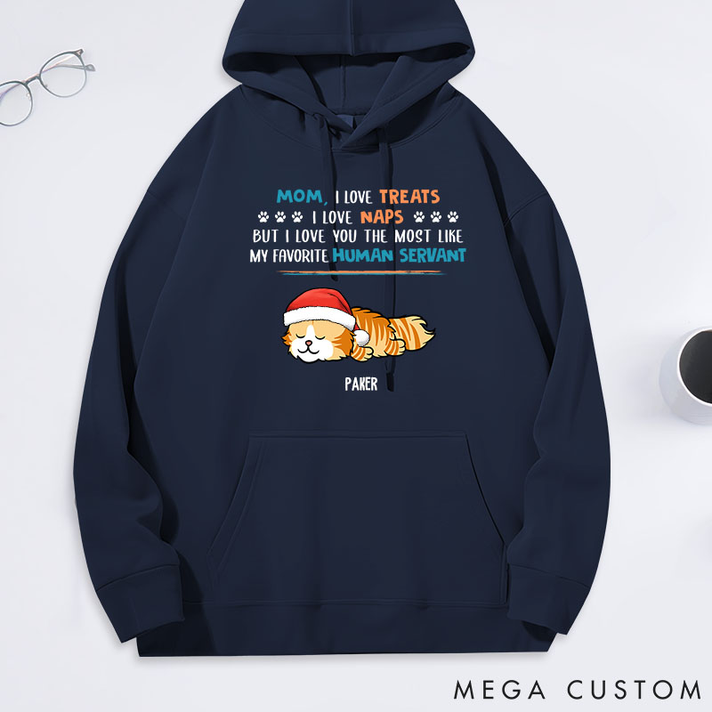 Personalized Cat Lover Treats Naps Servant Cat Mom Classic Hoodies